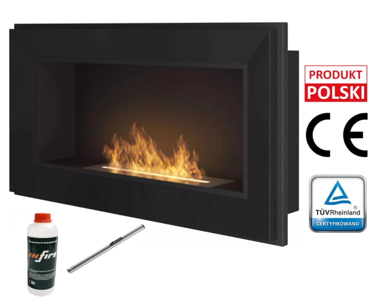 Biokominek do zabudowy FRAME 900 czarny