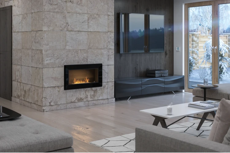 Biokominek do zabudowy FRAME 900 czarny