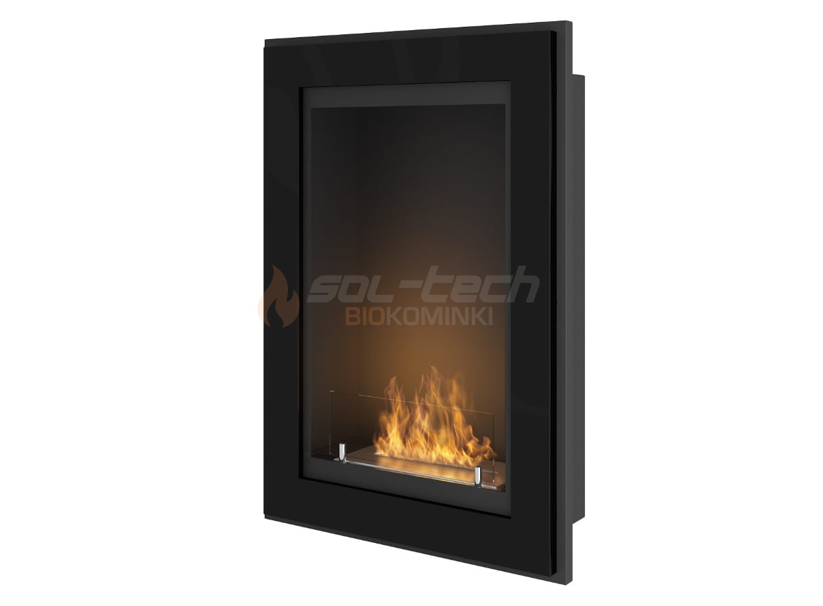 Biokominek do zabudowy FRAME 550 czarny w wersji z szybą ochronną