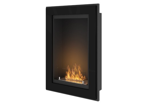Biokominek do zabudowy FRAME 550 czarny w wersji z szybą ochronną