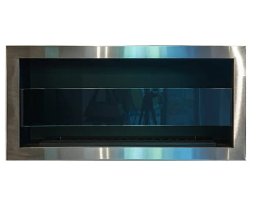 Biokominek PELE 1100 z ramką ze stali nierdzewnej i szybą wysuwaną (za dopłatą)