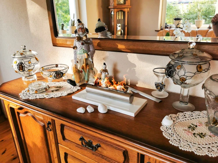 Biokominek stołowy STAINLESS biały połysk