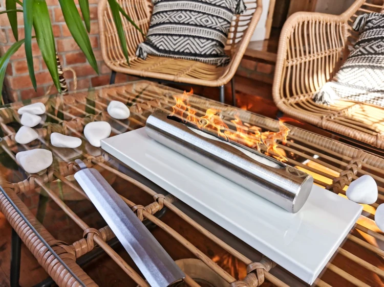 Biokominek stołowy STAINLESS biały połysk