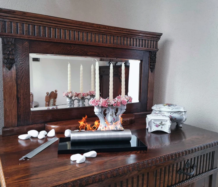 Biokominek stołowy STAINLESS czarny połysk