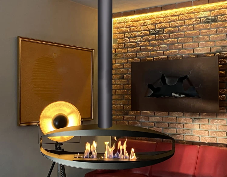 Biokominek sufitowy HUALALAI BLACK TUBE