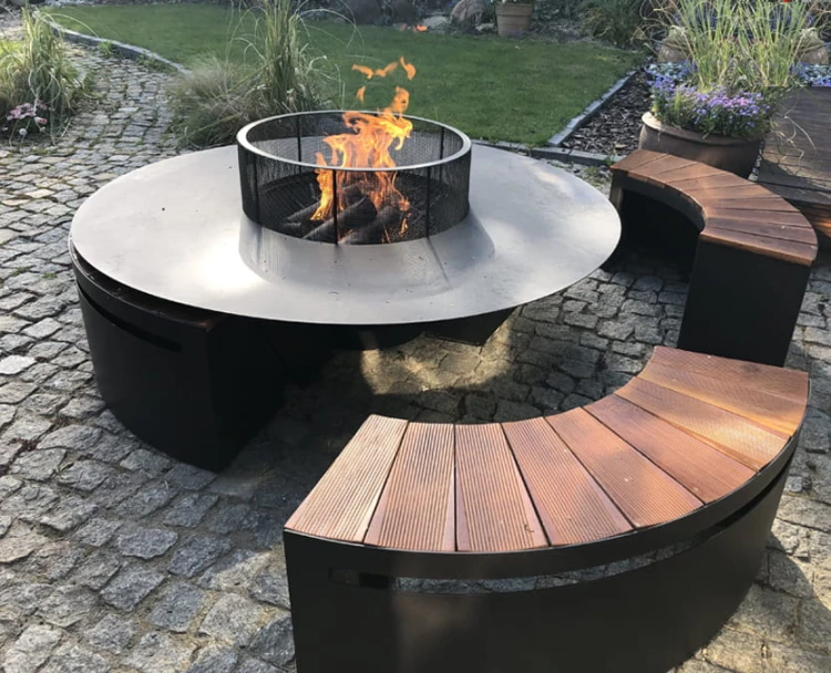 Biokominek ogrodowy MANUA LOA z ławkami