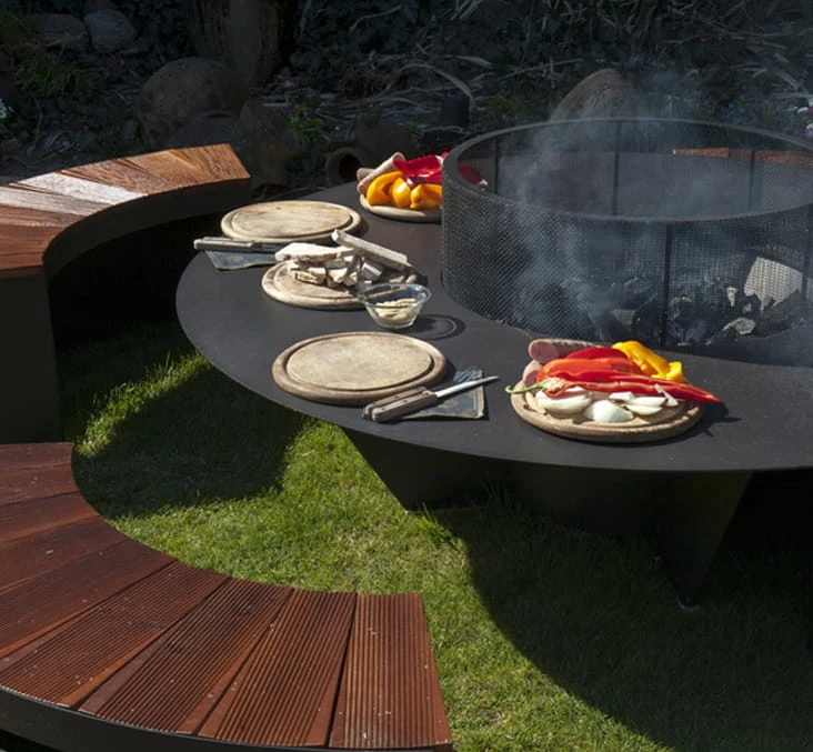 Biokominek ogrodowy MANUA LOA z ławkami