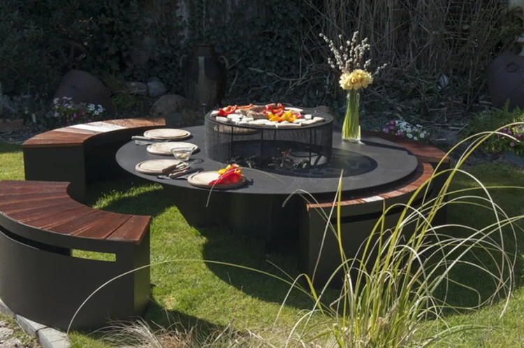Biokominek ogrodowy MANUA LOA z ławkami