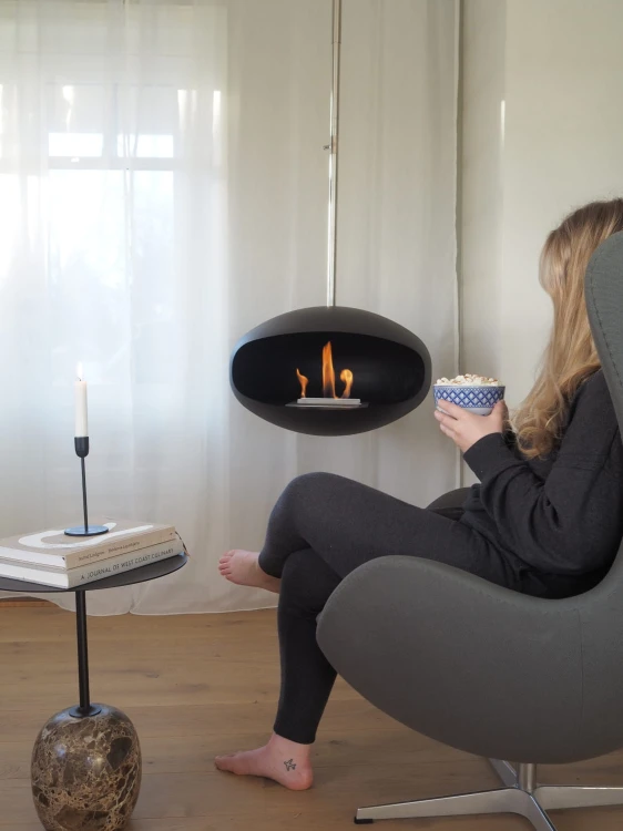 Biokominek wiszący Cocoon Aeris Hanging Black / Inox