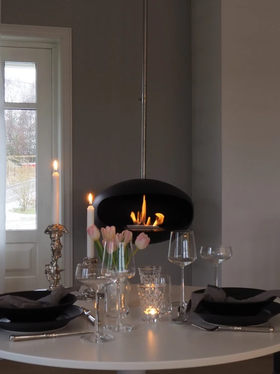 Biokominek wiszący Cocoon Aeris Hanging Black / Inox