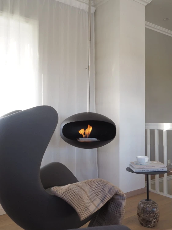 Biokominek wiszący Cocoon Aeris Hanging Black / Inox