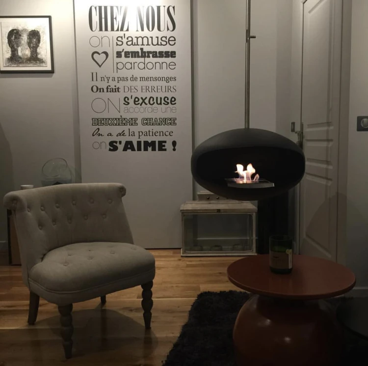 Biokominek wiszący Cocoon Aeris Hanging Black / Inox