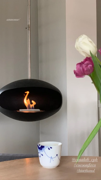 Biokominek wiszący Cocoon Aeris Hanging Black / Inox