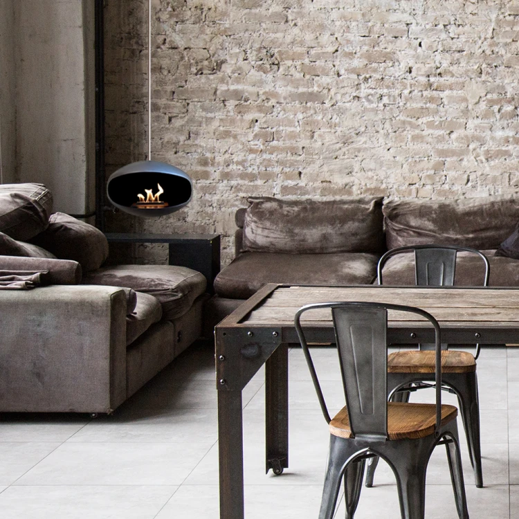 Biokominek wiszący Cocoon Aeris Hanging Black / Inox