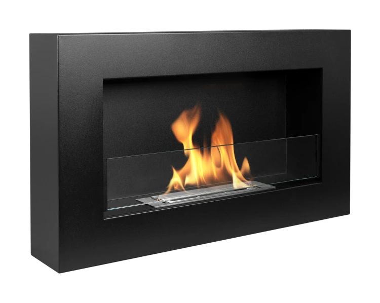 Biokominek wiszący 650x400 BOX TÜV czarny mat z szybą