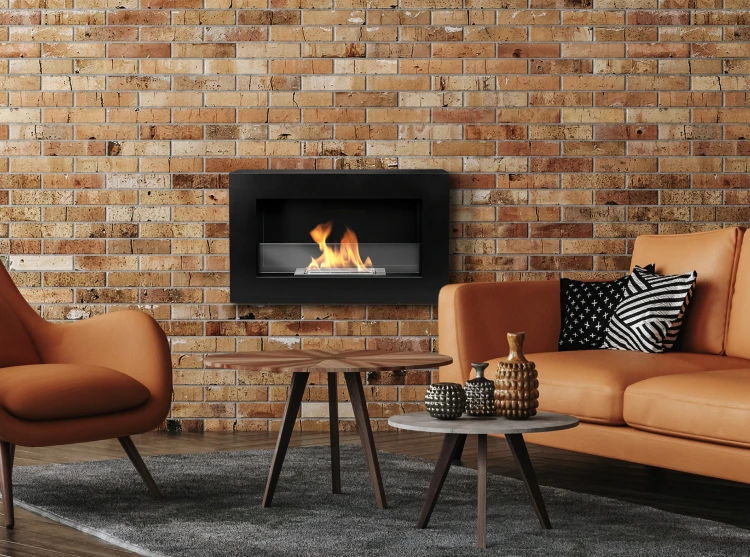 Biokominek wiszący 650x400 BOX TÜV czarny mat z szybą