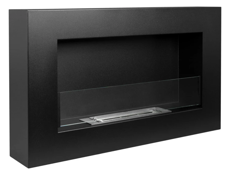 Biokominek wiszący 650x400 BOX TÜV czarny mat z szybą