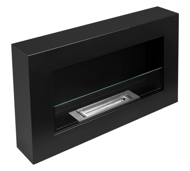 Biokominek wiszący 650x400 BOX TÜV czarny mat z szybą