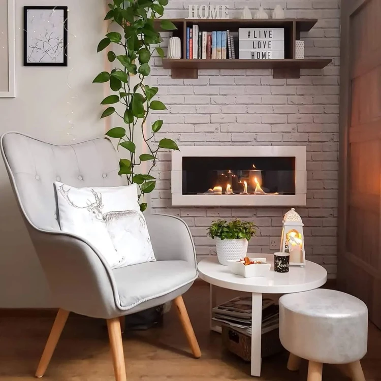 Biokominek wiszący 900x400 TÜV biały połysk z szybą