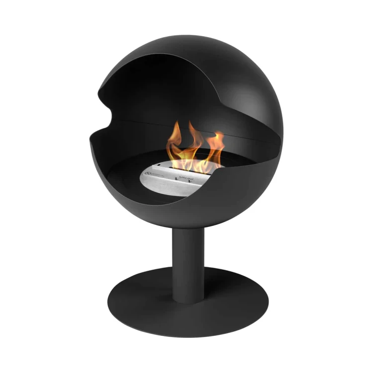 Biokominek wolnostojący VAUNI GLOBE HIGH BLACK z paleniskiem Black Liner