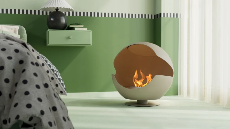 Biokominek wolnostojący VAUNI GLOBE LOW ALMOND