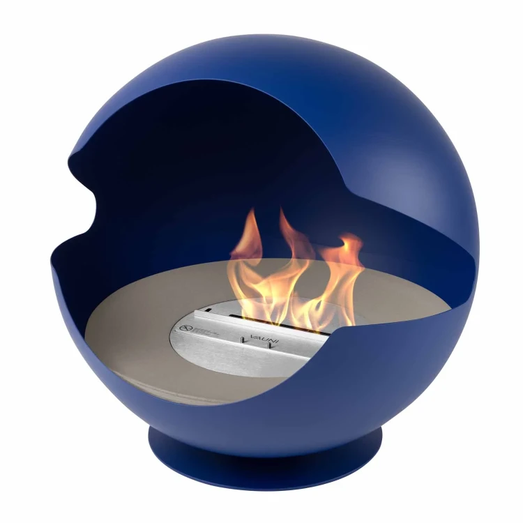 Biokominek wolnostojący VAUNI GLOBE LOW COBALT z paleniskiem Mystic Sand Liner