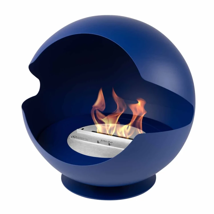 Biokominek wolnostojący VAUNI GLOBE LOW COBALT z paleniskiem Cobalt Liner