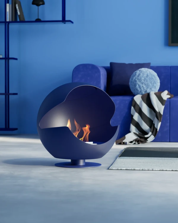 Biokominek wolnostojący VAUNI GLOBE LOW COBALT
