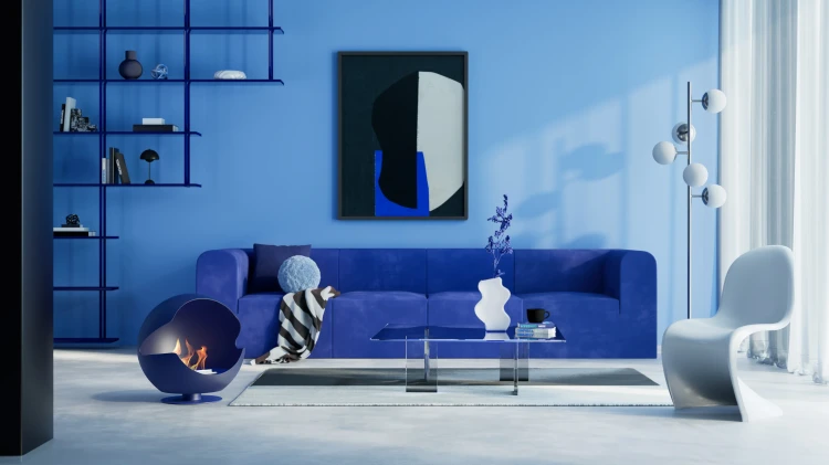 Biokominek wolnostojący VAUNI GLOBE LOW COBALT