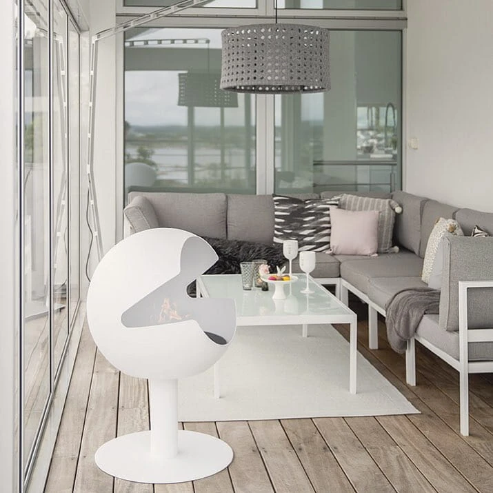 Biokominek wolnostojący VAUNI GLOBE HIGH WHITE