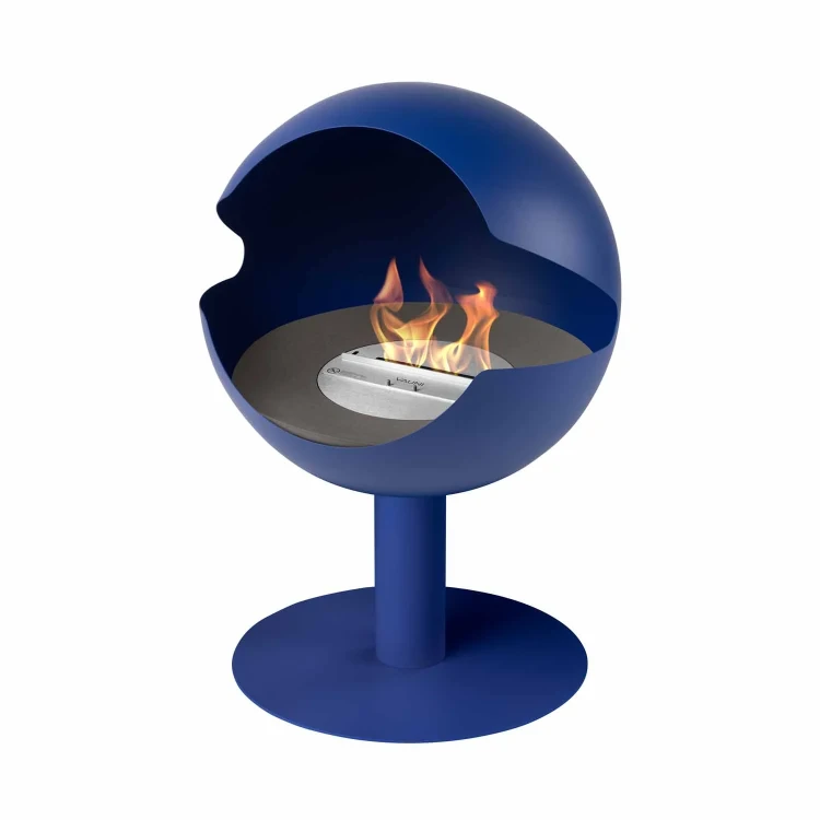 Biokominek wolnostojący VAUNI GLOBE HIGH COBALT z paleniskiem Mystic Graphite Liner