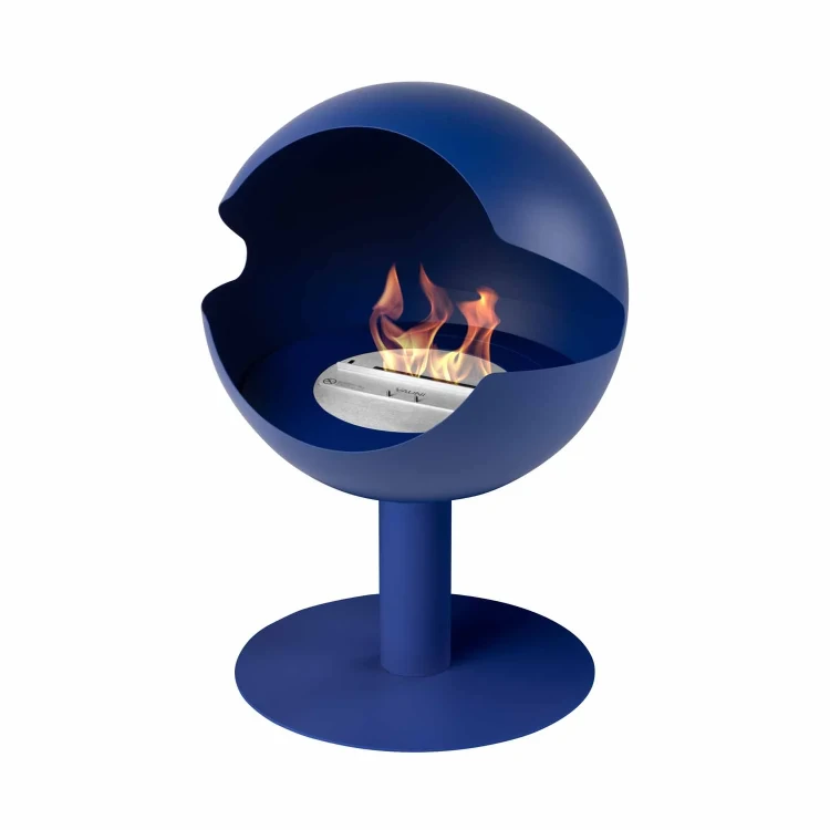 Biokominek wolnostojący VAUNI GLOBE HIGH COBALT z paleniskiem Cobalt Liner