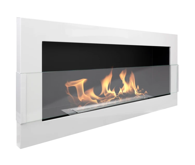 Biokominek 900x400 TÜV biały połysk z szybą