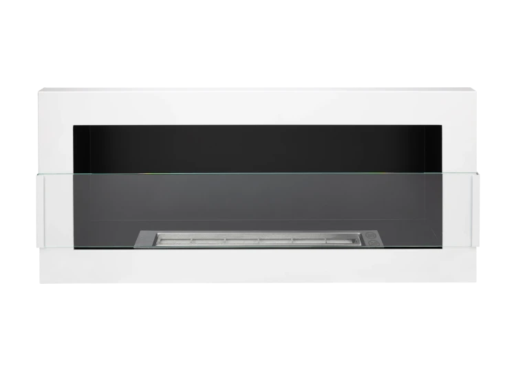 Biokominek 900x400 TÜV biały połysk z szybą