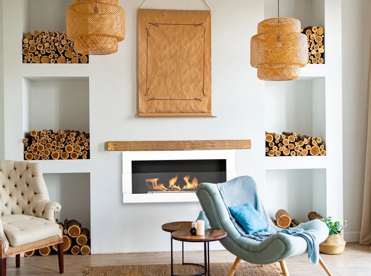 Biokominek 900x400 TÜV biały połysk z szybą