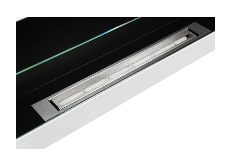 Biokominek 900x400 TÜV biały połysk z szybą