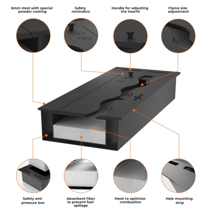 Palnik na biopaliwo SLIM LINE BURNER 500 BLACK