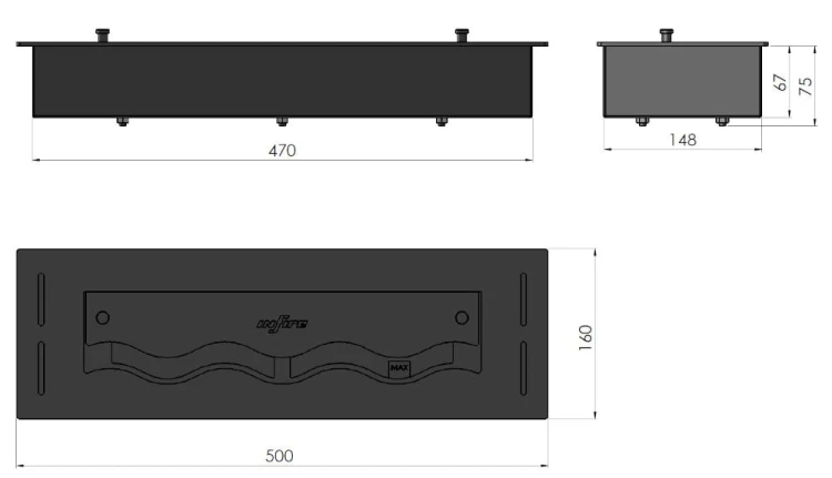 Palnik na biopaliwo SLIM LINE BURNER 500 BLACK