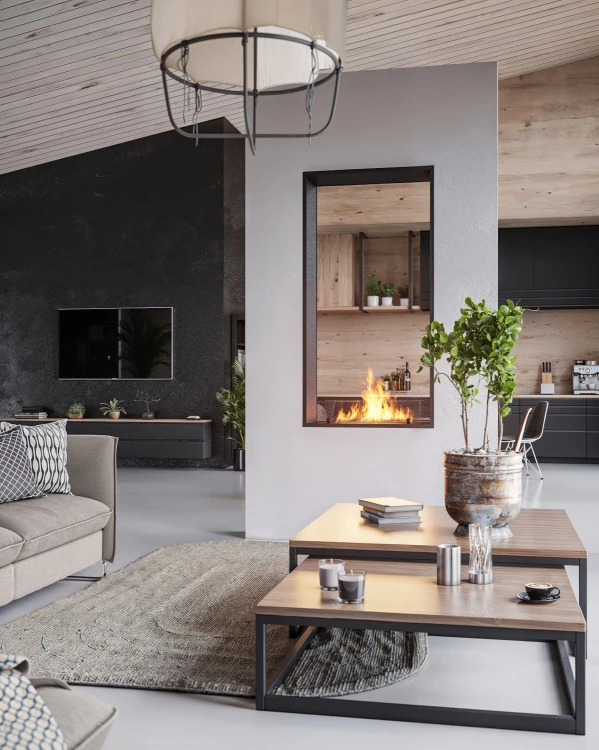 Biokominek dwustronny do zabudowy SLIM LINE 2 SIDE 1600 VERTICAL