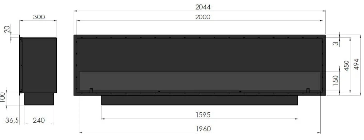 Biokominek do zabudowy SLIM LINE INSIDE 2000