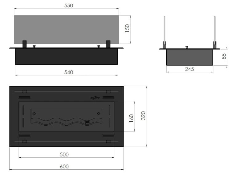 Wkład SLIM LINE INSERT 600 BLACK do zabudowy w meblach