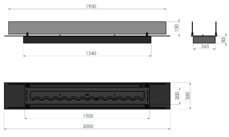 Wkład SLIM LINE INSERT 2000 BLACK do zabudowy w meblach