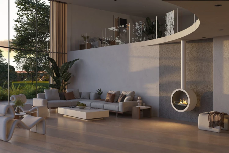 Biokominek sufitowy INCYRCLE biały