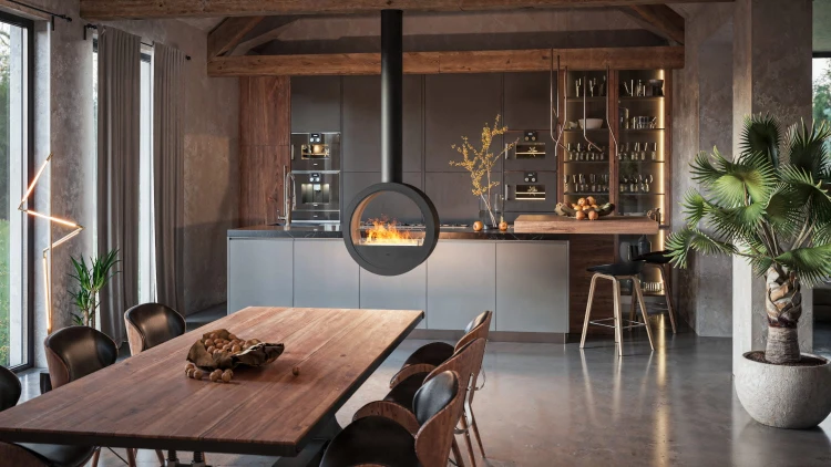 Biokominek sufitowy INCYRCLE 2Side czarny