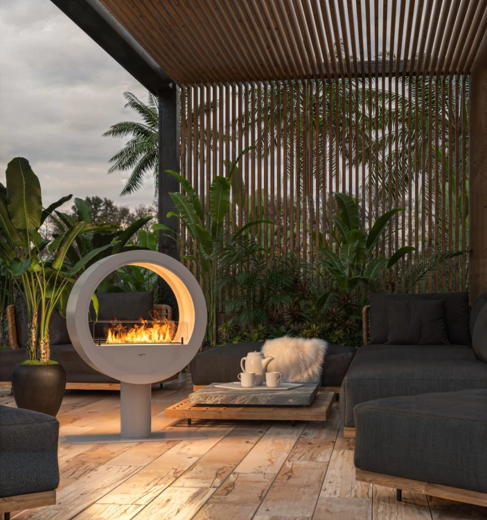 Biokominek wolnostojący INCYRCLE STAND 2Side biały