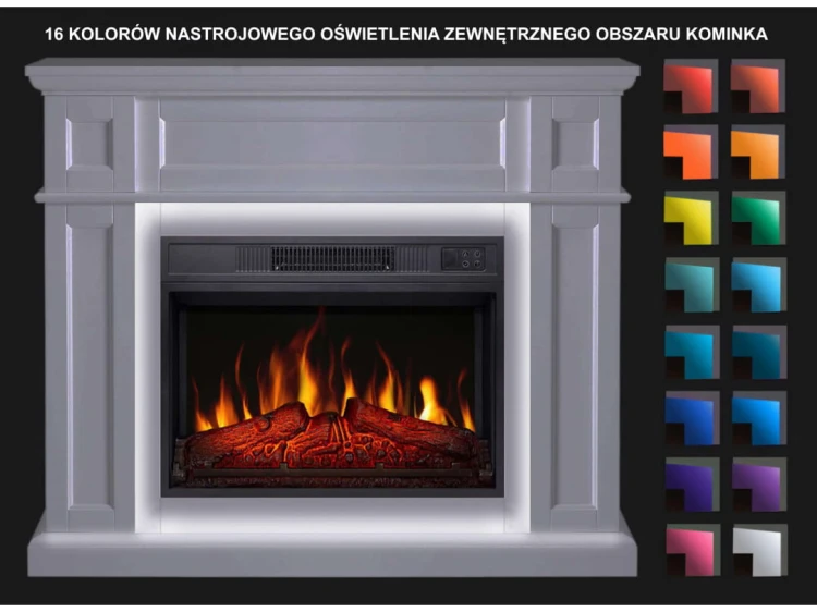 Kominek elektryczny portalowy ArtiFlame Linz AF23S biały LED