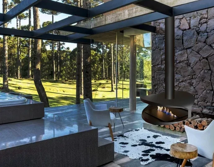 Biokominek sufitowy HUALALAI ROUND BLACK TUBE