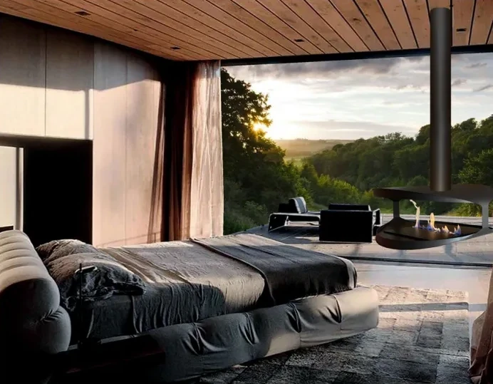 Biokominek sufitowy HUALALAI ROUND BLACK TUBE