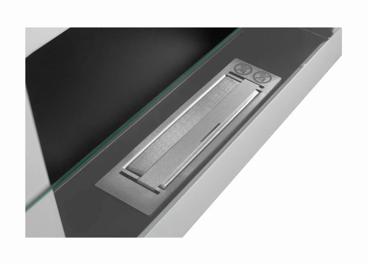 Biokominek 650x400 TÜV biały połysk z szybą