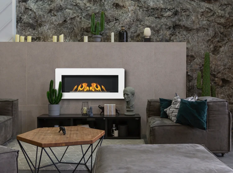 Biokominek wiszący 900x400 BOX TÜV biały mat